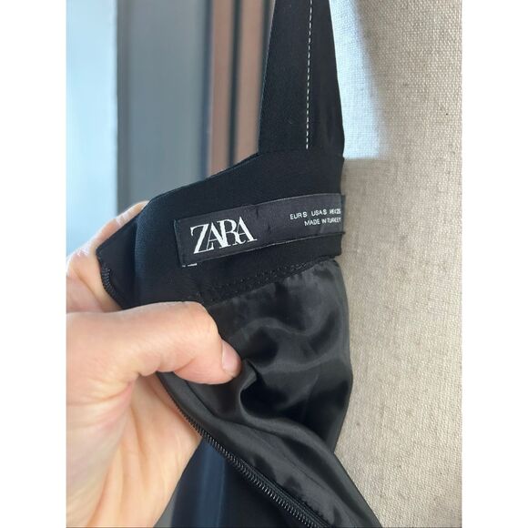 Zara Black Mini-Skirt with Suspenders size small - Picture 6 of 8